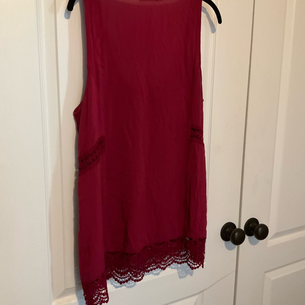 Maurices Sleeveless Lace-Hem Tunic - Raspberry